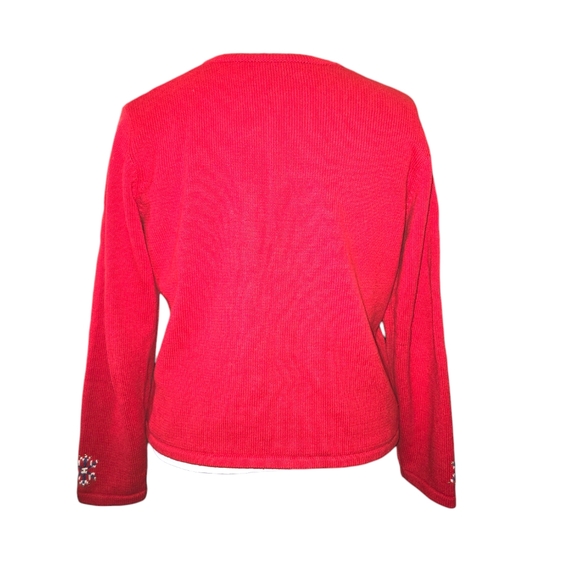 Classics by Marisa Christina VTG Red Patchwork Christmas Cardigan Sweater Size L - Picture 8 of 11